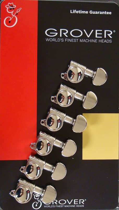 Grover 505N6 Mid-Size Roto-Grip Locking Rotomatic Tuners 6 In-Line, Nickel Finish