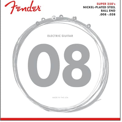 Fender Super 250 Guitar Strings, Nickel Plated Steel, Ball End, 250LR Gauges .009-.046, (6) 2016