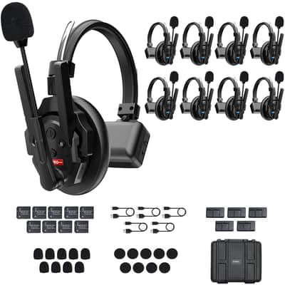 SYNCO XTalk XPro9 Wireless Intercom Headset System with Antenna Enhanced Signal Reception Support 500m/1640ft 2.4GHz 9-Person Team Communication,24-Hour Battery Life image 1