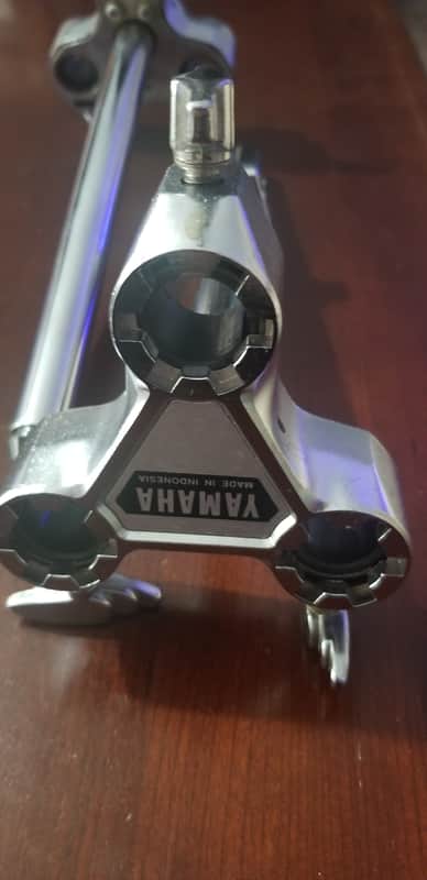 2 Yamaha triple hole mount system for tom or cymbal arm 3 hole receiver 2000s - Chrome image 1