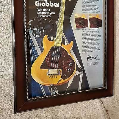 1975 Gibson Guitars Color Promotional Ad Framed Grabber Bass Original