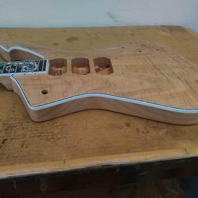 Christopher Scott Iceman figured flame maple solid top , Mahogany , unfinished guitar unfinished body , unfinished guitar DIY image 10
