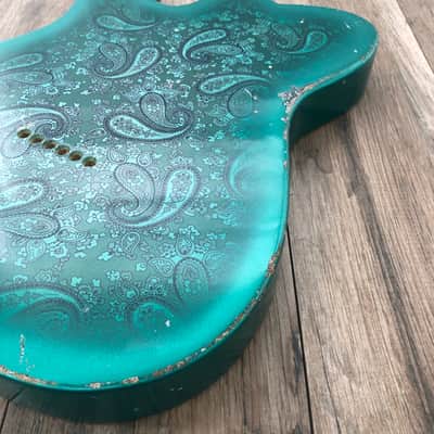 FRANCHIN Mars guitar body Sherwood Green Paisley Relic Aged Nitro Lacquer SS Poplar Telecaster-Tele-T-Style Made in Italy - Stock piece #23010626 image 13