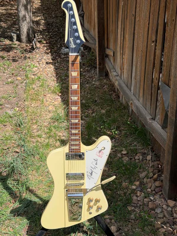 Gibson Firebird V signed by Johnny Winter, with aftermarket "Maestro" tremolo