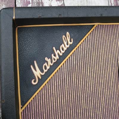 Marshall #1969 Pinstripe Cabinets with Two Matched Quads of Celestion G12M 20W T1221 Greenbacks 1967 image 8