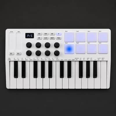 M-VAVE SMK-25 25-Key Wireless MIDI Keyboard Controller with 8 RGB Drum Pads, 8 Knobs & 2 Touch Strips image 2