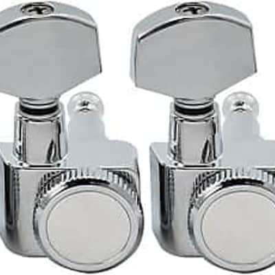 Pro 6-in-line 2-pins Guitar Locking Tuners Machine Heads Tuning Pegs Keys Set for Fender Strat/Tele, Chrome image 1