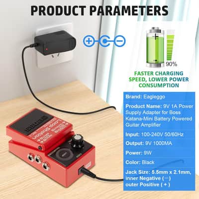 Unbranded 9V AC Power Supply Adapter for Boss Katana-Mini Battery Powered Guitar Amplifier Replaces Boss PSA-120S Guitar Distortion Effects Pedal DS-1 RC-1 RC-3 TU-2 PSB-1U PSB1U Charger Cable Cord (6.5 ft) image 2
