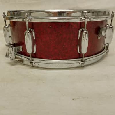 Slingerland 5.5x14"Artist 3Ply Maple Snare Drum Red Sparkle Vintage 60s Zoomatic image 7
