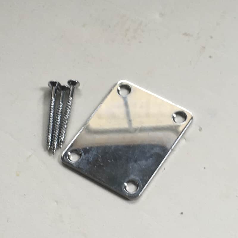 Vintage Aged Relic Neck Plate Electric Guitar Chrome Neckplate MIJ + 3 Screws image 1