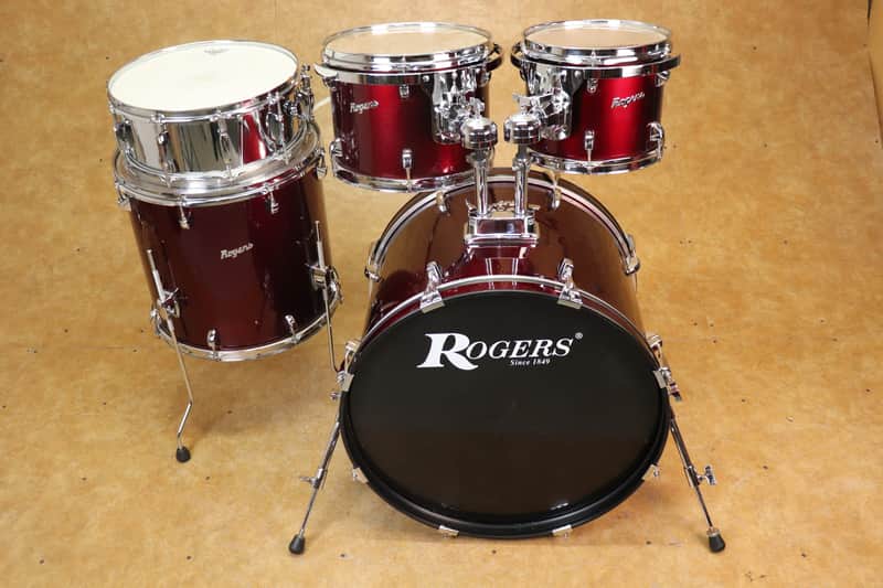 Rogers 5pc Drum Set Red Wrap Finish 1990's image 1