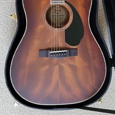 Fender PD-220E Dreadnought Acoustic Electric Guitar, Aged Cognac Burst, Hard Shell Case image 2