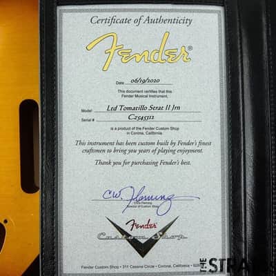 Used Fender Custom Shop Tomatillo CERTIFICATE OF AUTHENTICITY COA & SPEC BOOKLET image 1