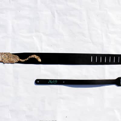 Burny Black custom guitar strap _ snow leopard black made to order - oil image 7