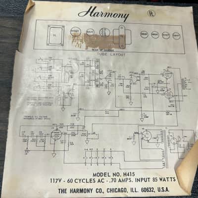 Harmony 415 1968 tube guitar amp. 2 x 12 Jensens, recapped! image 6