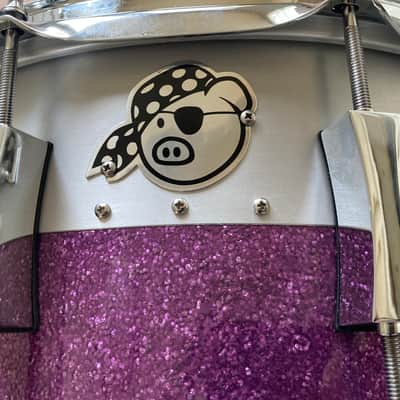 Pork Pie 6.5x14 Aluminum/Ash Hybrid snare drum - Purple Sparkle image 4