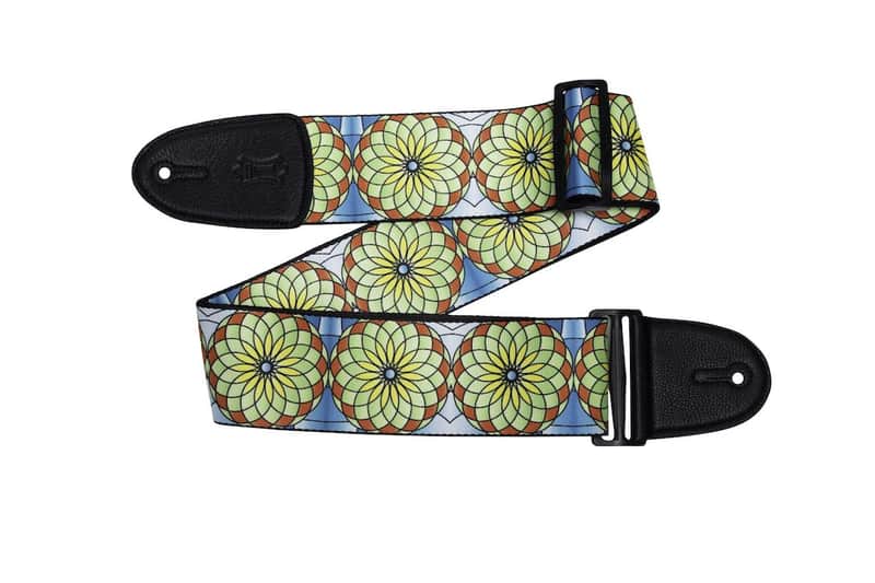 Levy’s 3″ Wide Poly Guitar Strap W/Stained Glass Design In Spring Bloom image 1