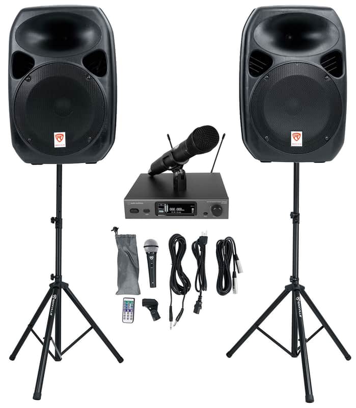 Audio Technica ATW-3212/C710EE1 Wireless Handheld Mic+Powered PA Speakers image 1