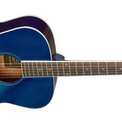 JN Guitars BES-A TBB Bessie Series Acoustic Auditorium, Solid Spruce Top, Trans Blue image 4