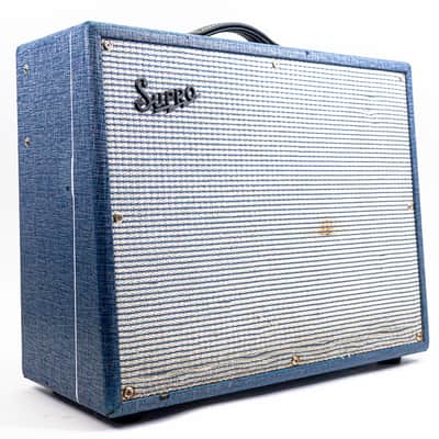 Supro 1675RT Rhythm Master 60/35-Watt 1x15" Tube Combo Amp w/ Cover – Blue Rhino image 5
