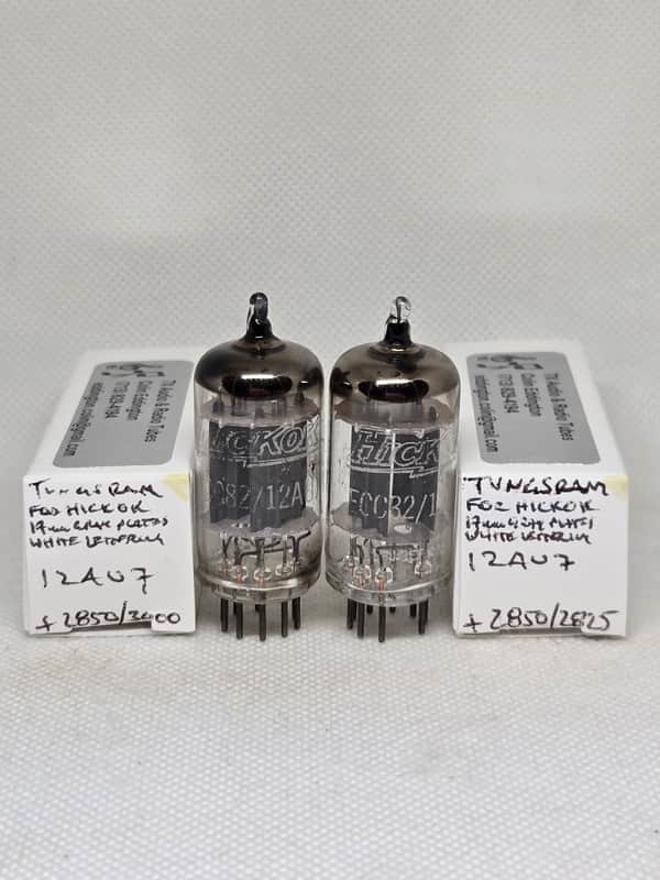 Tungsram 12AU7 Long Gray Plate Well Balanced (5.8%) Pair NOS ECC82 12AU7A image 1