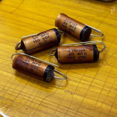 Reproduction Fender Blackguard Telecaster Broadcaster nocaster 1950 - 1953 capacitor cap .05 150v esquire tone control plate for pots image 2