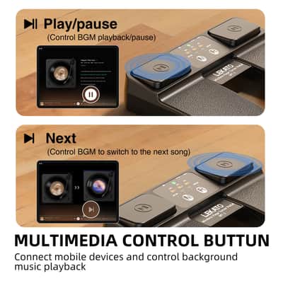 LEKATO Wireless Bluetooth Page Turner for ipad Tablets Android IOS, Usb-Rechargeable Music Page Turner Foot Pedal with LED Battery Indicator Supports Multimedia Controls (Play/Pause, Next Track) image 2