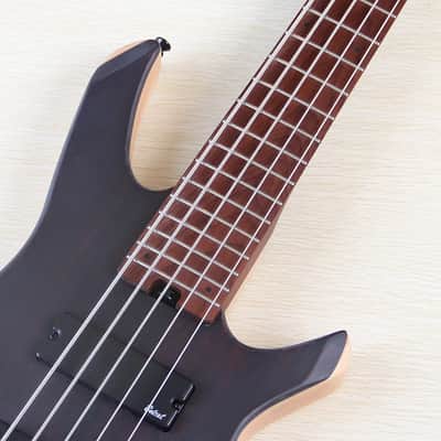 Black Custom 5 String Headless Bass, Wenge Top Ash Body, Roasted Maple Neck, 24 Frets image 5