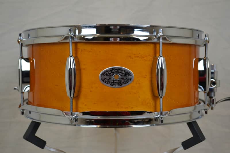 Montineri 14x6" Maple Snare Drum - Birdseye Maple Amber Lacquer image 1