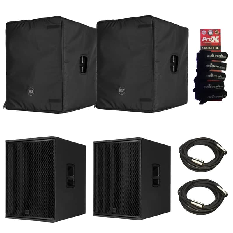 2x RCF SUB 18-AX Powered Subwoofers with Covers and XLRs image 1