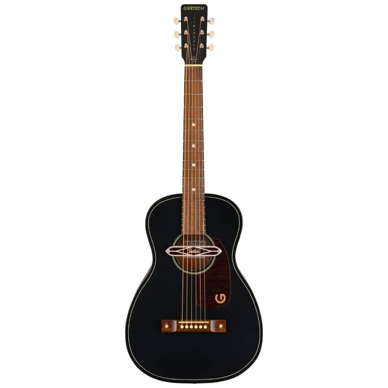 Gretsch Jim Dandy Deltoluxe Parlor 6-String Right-Handed Acoustic Guitar with C-Shape Neck and Select Lightweight Laminate Tonewoods X-Braced Body (Black Top) image 1
