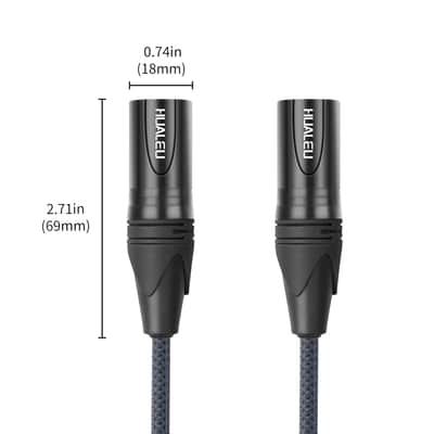 2 Pack 3 Pin Xlr Male To Male Microphone Cables,1Ft (Ofc) Balanced Xlr Audio Cable Male To Male,For Mixer Microphone Dmx image 2
