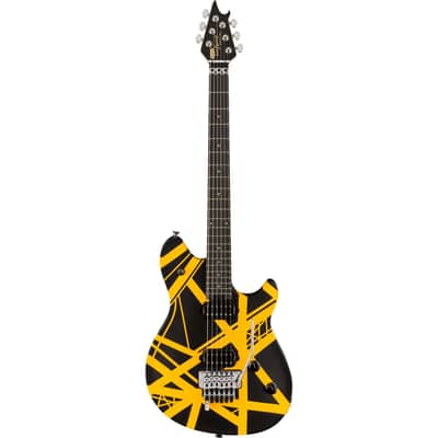 EVH Wolfgang Special Striped Series Guitar w/ Ebony Fingerboard and Gig Bag - Black and Yellow image 4