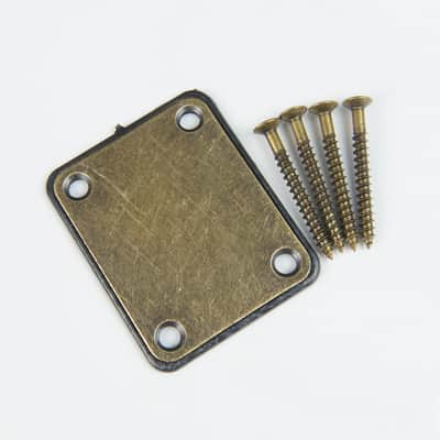 Replacement Metal Neck Plate For bolt-on neck Guitars,  Antique-Brass