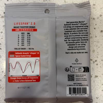 Martin Authentic Lifespan SP Phosphor Bronze Acoustic Strings - 12-54 image 2