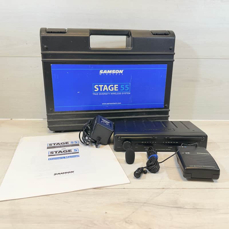 Samson Stage 55 Wireless System ST5 Bodypack SR55 Receiver w/ Case & Mic image 1