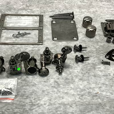 Gotoh Hardware Set w/ Tuners, Bridge, Pickup Rings, Knobs, Strap Buttons, Neck Plate, and Ferrules - Cosmo Black image 2
