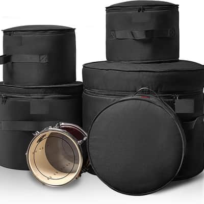 5-Piece Drum Case Set - Padded Drum Bags for 22" Kick, 12"/13"/16" Toms & 14" Snare | Lightweight Protective Covers for Drummers, Gig Transport, and Long-Term Storage image 1