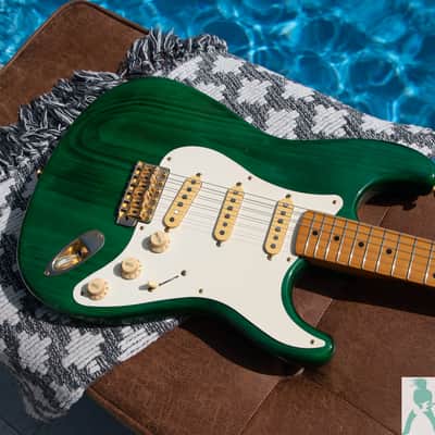 1993 Fender ST57G-65 '57 Stratocaster Reissue - Translucent Green w Gold Hardware - Made in Japan (FujiGen) Pro Set Up w Perfect Frets/Action/Intonation! image 9