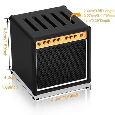 Guitar Picks Holder Box, Guitar Pick Display Holder, Amp Speaker Styled Pick Holder with 5 Celluloid Guitar Picks, Guitar Pick Storage Box Set for Guitar Players and Music Enthusiasts image 2