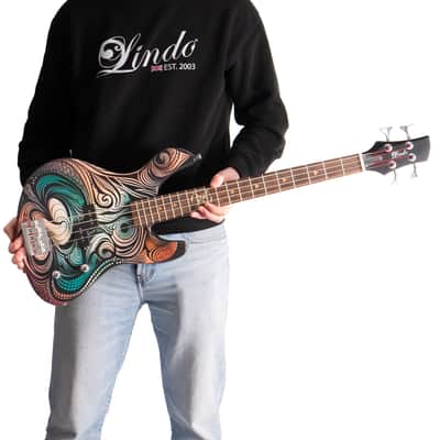 Lindo Sahara Electric Bass Guitar (30" Short Scale) | Nautical Star 12th Fret Inlay - Graphic Art Finish | 20th Anniversary Special Edition image 2