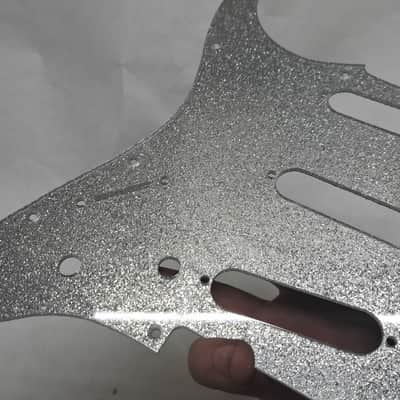 Lefty left handed Platinum Silver Sparkle Glitter Acrylic Strat Stratocaster 11 hole pickguard Fender SSS image 16
