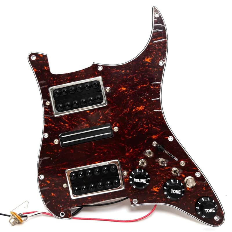 Hsh Prewired Strat Pickguard Set Coil Split Humbucker Pickups Loaded Strat Pick Guard Guitar Mute Switch Output Mute Switch For Fender American/Mexican Stratocaster Style Guitar (Red Tortoise) image 1