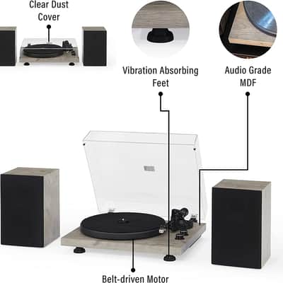 Crosley #C62B-GY - C62B Turntable System with 80 Watt Stereo Speakers- Gray image 4