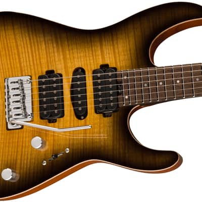 Charvel MJ Dinky DK24 HSH 2PT W MAH FM Flame Maple Top in Antique Burst 2024 w/OSSC (B-Stock) image 5