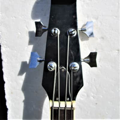 Beatle Bass Copy, 1960's, Japan, Scroll Headstock, Sunburst, Case image 3