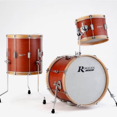TOWER “TOWERWOOD” 3-PIECE DRUM KIT SATIN RED MAHOGANY WITH NATURAL WOOD HOOPS image 1