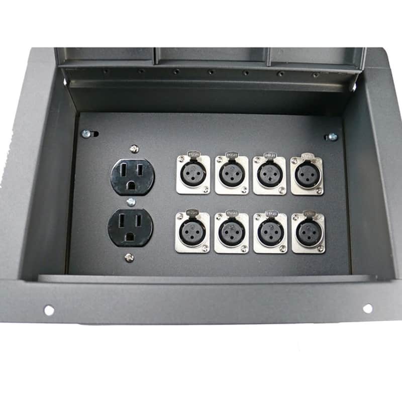 Elite Core FBL8+AC Recessed Floor Box With 8 XLRF + Duplex AC with Back Box image 1