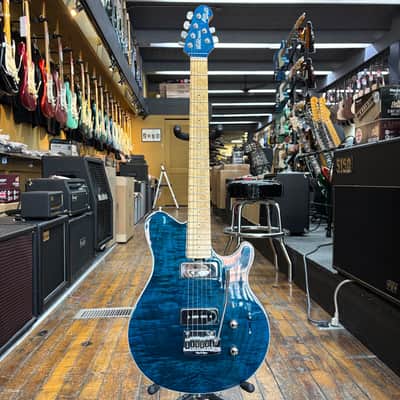 Ernie Ball Music Man Axis Super Sport MM90 Tremolo Electric Guitar 2012 Translucent Blue w/Hard Case image 4