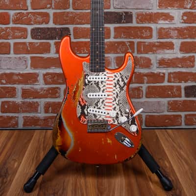 Fender Custom Shop SR25 61 Stratocaster Super Heavy Relic Candy Tangerine over 3-Color Sunburst w Boos Leather Custom Pickguard 2025 w/OHSC image 4